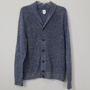 Gap Sweater Mens L All Cotton Blue Unisex Shawl Collar Cardigan Eclectic Grandpa